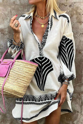 Printed Tunic Shirt Mini Dress
